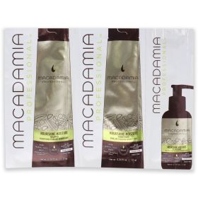 Professional Nourishing Moisture Set by Macadamia Oil for Unisex - 3 Pc Kit 0.34oz Shampoo, 0.34oz Conditioner, 0.17oz Oil Treatment